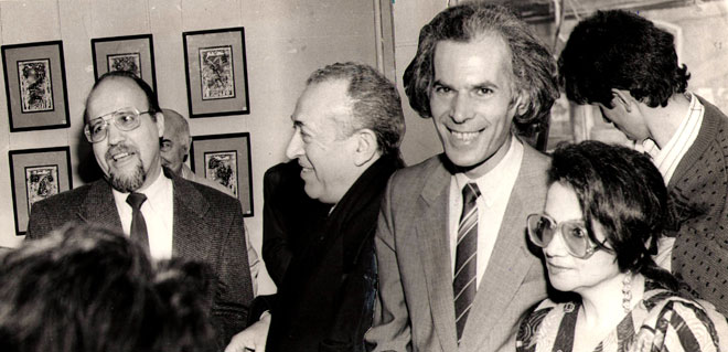 Дружеский шарж к 80-летию Таира Салахова от художника Исмаила Мамедова