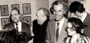 Дружеский шарж к 80-летию Таира Салахова от художника Исмаила Мамедова