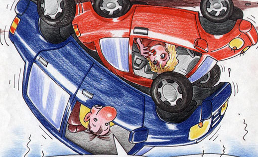 В Баку в Бинагадинском районе на высокой скорости перевернулся автомобиль