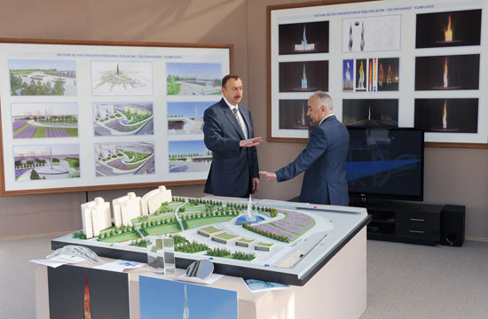 Президент Азербайджана ознакомился с территорией в Низаминском районе Баку, где будет заложен парк и построен музыкальный фонтан (ДОПОЛНЕНО) (ФОТО)