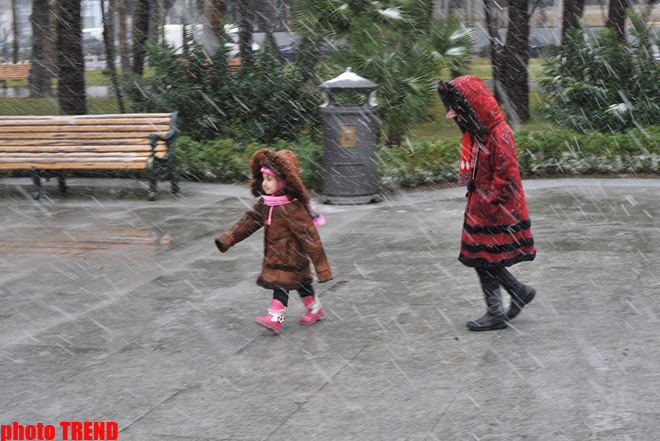 Снежинки в Баку - синоптики предупреждают: ожидается гололед (фотосессия)