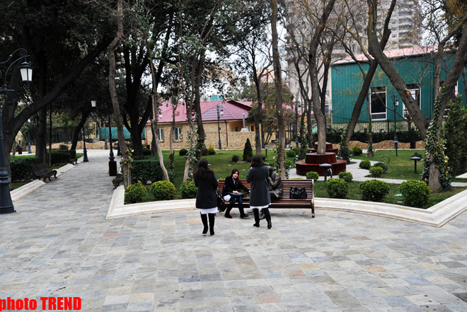 Каток, ледяное кафе, каменный фонтан - реконструированный Парк офицеров в Баку (фотосессия)