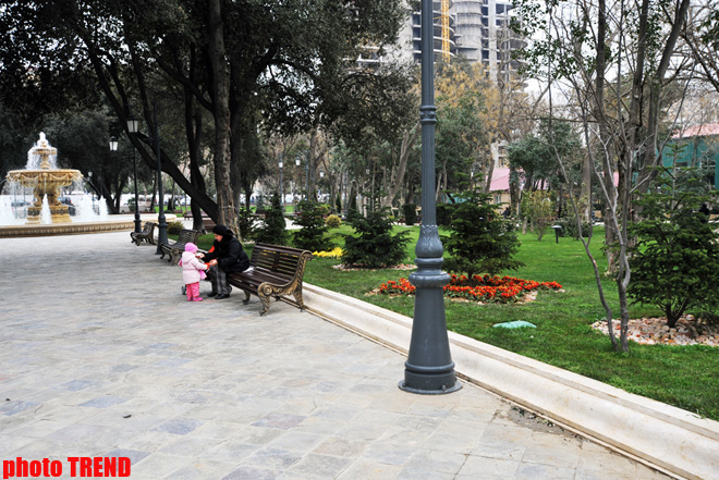 Каток, ледяное кафе, каменный фонтан - реконструированный Парк офицеров в Баку (фотосессия)