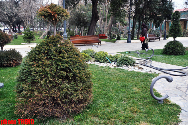 Каток, ледяное кафе, каменный фонтан - реконструированный Парк офицеров в Баку (фотосессия)