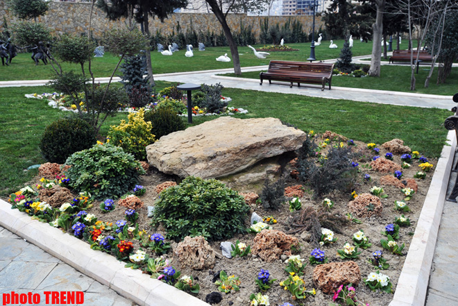 Каток, ледяное кафе, каменный фонтан - реконструированный Парк офицеров в Баку (фотосессия)