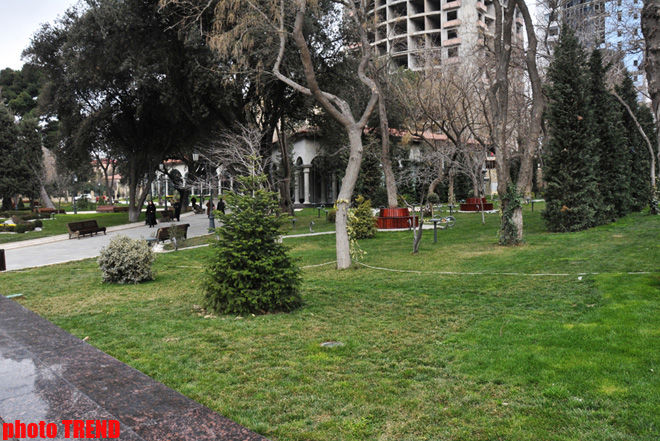 Каток, ледяное кафе, каменный фонтан - реконструированный Парк офицеров в Баку (фотосессия)