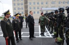 Президент Ильхам Алиев принял участие в открытии Н-ского военного городка Внутренних войск в Губе (ФОТО)