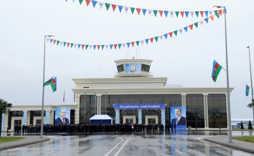 Президент Азербайджана принял участие в открытии международного аэропорта в Габале (ФОТО)