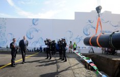 Президент Азербайджана принял участие в церемонии закладки фундамента Ширван-Муганской водопроводной системы (версия 2) (ФОТО)