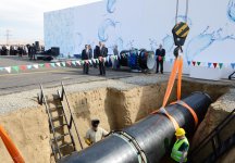 Президент Азербайджана принял участие в церемонии закладки фундамента Ширван-Муганской водопроводной системы (версия 2) (ФОТО)