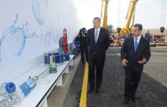 Президент Азербайджана принял участие в церемонии закладки фундамента Ширван-Муганской водопроводной системы (версия 2) (ФОТО)