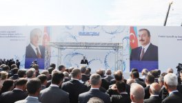 Президент Азербайджана принял участие в церемонии закладки фундамента Ширван-Муганской водопроводной системы (версия 2) (ФОТО)