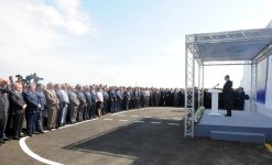 Президент Азербайджана принял участие в церемонии закладки фундамента Ширван-Муганской водопроводной системы (версия 2) (ФОТО)