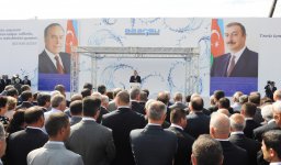 Президент Азербайджана принял участие в церемонии закладки фундамента Ширван-Муганской водопроводной системы (версия 2) (ФОТО)