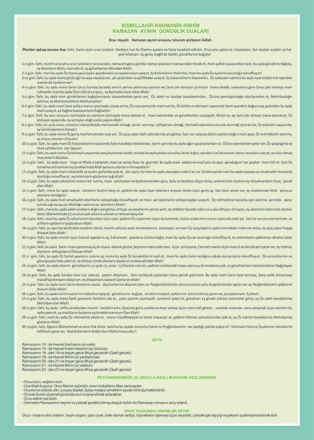 Таблица месяца Рамазан-2012 в Баку и других городах Азербайджана