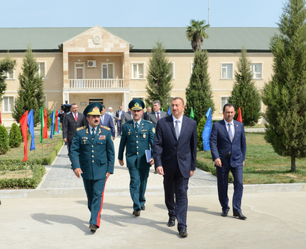 Президент Азербайджана принял участие в открытии после реконструкции гарнизона Лянкяранского погранотряда (ФОТО)