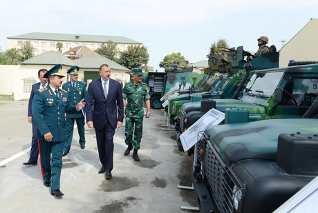 Президент Азербайджана принял участие в открытии после реконструкции гарнизона Лянкяранского погранотряда (ФОТО)