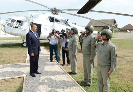 Президент Азербайджана принял участие в открытии после реконструкции гарнизона Лянкяранского погранотряда (ФОТО)