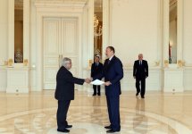 Президент Азербайджана принял верительные грамоты послов Египта, Литвы и Ирана (версия 2) (ФОТО)