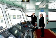 Президент Азербайджана принял участие в церемонии ввода в эксплуатацию паромов "Балакен" и "Барда" (ФОТО)