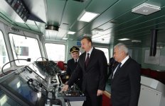 Президент Азербайджана принял участие в церемонии ввода в эксплуатацию паромов "Балакен" и "Барда" (ФОТО)