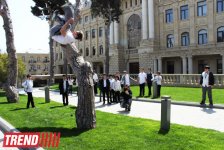 Знаменитый паркурист из Великобритании Райан Дойл дал мастер-класс в Баку (фотосессия)
