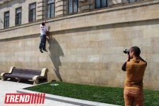 Знаменитый паркурист из Великобритании Райан Дойл дал мастер-класс в Баку (фотосессия)