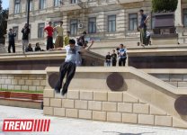 Знаменитый паркурист из Великобритании Райан Дойл дал мастер-класс в Баку (фотосессия)