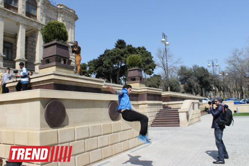 Знаменитый паркурист из Великобритании Райан Дойл дал мастер-класс в Баку (фотосессия)