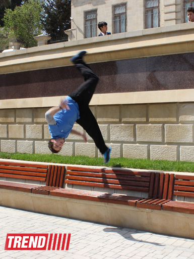 Знаменитый паркурист из Великобритании Райан Дойл дал мастер-класс в Баку (фотосессия)