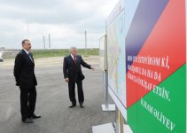 Президент Азербайджана принял участие в открытии автомобильной дороги в Гаджигабульском районе (версия 2) (ФОТО)