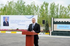 Президент Азербайджана принял участие в церемонии по случаю начала подачи питьевой воды в Гаджигабул (ФОТО)