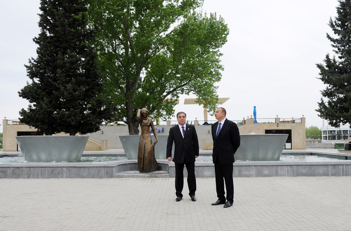 Президент Ильхам Алиев ознакомился в Мингячевире с реконструированным Набережным парком (ФОТО)