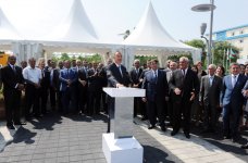 Президент Азербайджана принял участие в церемонии открытия канализационной сети и водопровода в Шабране (ФОТО)