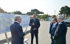 Ильхам Алиев ознакомился с работами по основательной реконструкции части дороги Сабунчу-Забрат-Маштага-Бузовна (ФОТО)