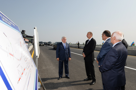 Президент Азербайджана принял участие в открытии участка реконструируемой автодороги Шеки-Гах-Загатала (ФОТО)