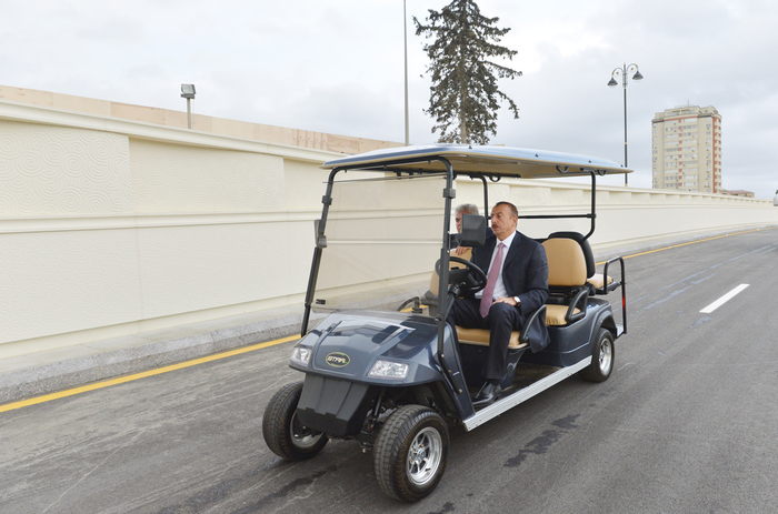 Ильхам Алиев принял участие в церемонии открытия дорожного узла тоннельного типа "Площадь Победы" (ФОТО)