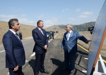 Президент Ильхам Алиев принял участие в открытии 20-километрового участка автодороги Ярдымлы-Деман-Арвана (ФОТО)