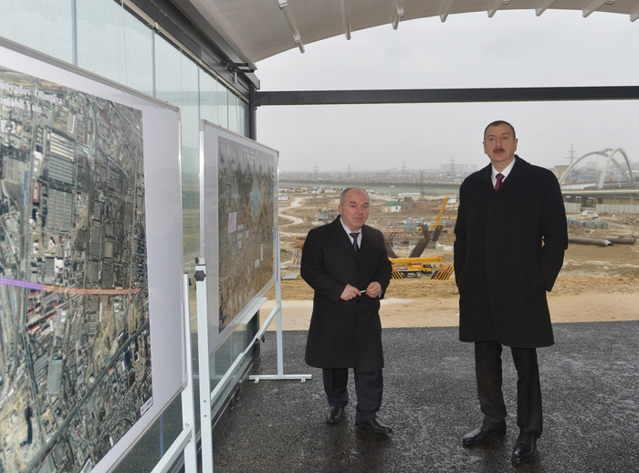 Ильхам Алиев ознакомился с ходом строительства дороги в направлении Олимпийского стадиона в Баку (ФОТО)