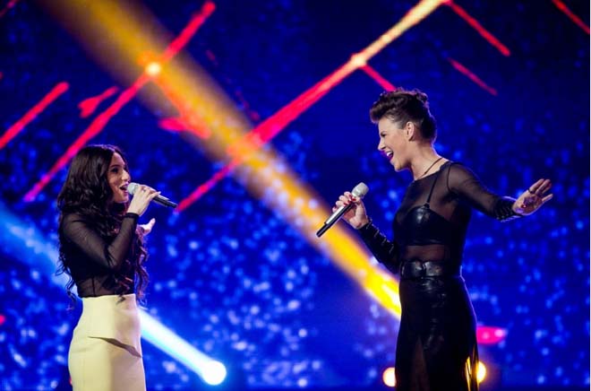 Участницы "Евровидения-2014" Диляра Кязимова и Вилия Матачюнайте на телешоу "Две звезды" (ФОТО)