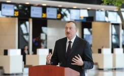 Президент Ильхам Алиев и его супруга приняли участие в открытии нового аэровокзального комплекса в Баку (ФОТО)