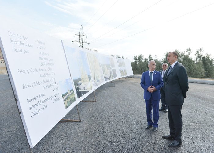 Президент Азербайджана ознакомился с ходом строительных работ в новом комплексе мечети в Баку (ФОТО)