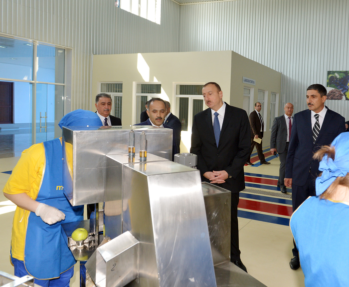 Президент Ильхам Алиев принял участие в открытии Агдашского завода по
переработке фруктов (ФОТО)