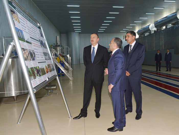 Президент Ильхам Алиев принял участие в открытии Агдашского завода по
переработке фруктов (ФОТО)