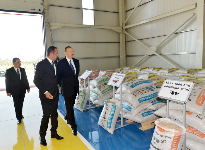 Президент Азербайджана принял участие в открытии Гиланского кормоперерабатывающего завода (ФОТО)