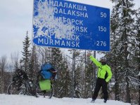 Велопутешественник Рамиль Зиядов по снегу достиг Мурманска и Лапландии (ФОТО)