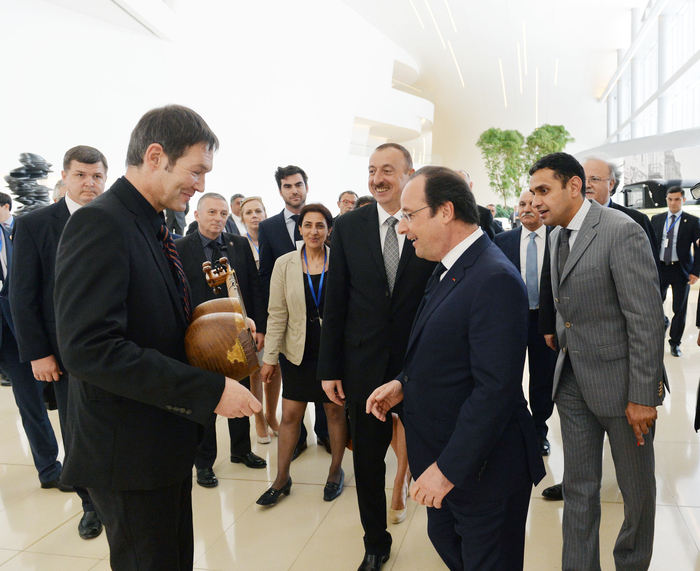 Состоялся совместный обед Президента Азербайджана Ильхама Алиева и Президента Франции Франсуа Олланда (ФОТО)