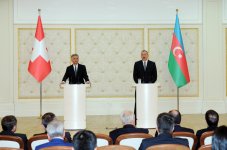 Президенты Азербайджана и Швейцарии выступили с заявлениями для печати (ФОТО)