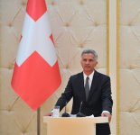 Президенты Азербайджана и Швейцарии выступили с заявлениями для печати (ФОТО)
