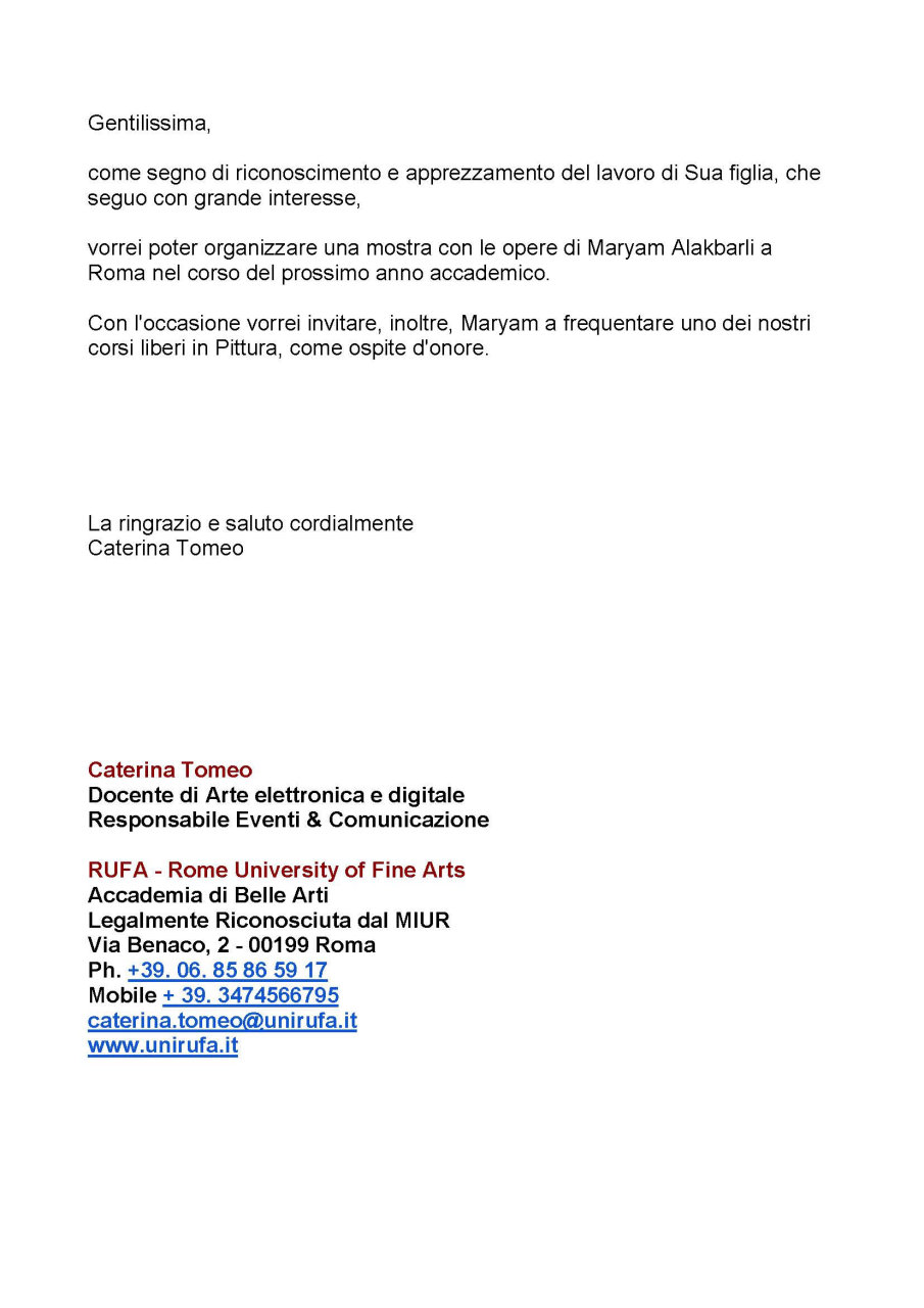 Азербайджанская художница получила приглашение от Римской академии художеств